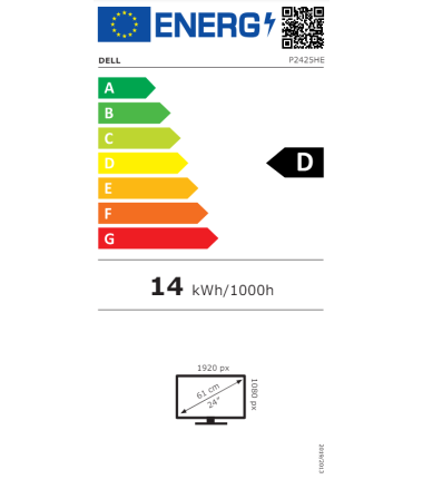 Dell | Monitor Without Stand | P2425HE | 24 " | IPS | 1920 x 1080 pixels | 16:9 | 8 ms | 250 cd/m² | Black | HDMI ports quantity