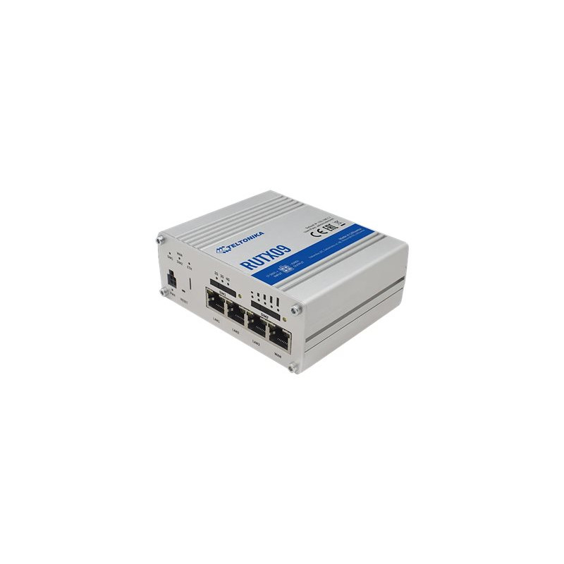 Rugged Industrial LTE-A Cat6 Router | RUTX09 | No Wi-Fi | 10/100/1000 Mbit/s | Ethernet LAN (RJ-45) ports 4 | Mesh Support No | 