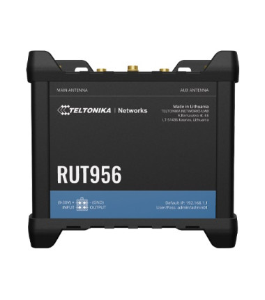 Industrial Router | RUT956 | 802.11n | Mbit/s | 10/100 Mbit/s | Ethernet LAN (RJ-45) ports 4 | Mesh Support No | MU-MiMO No | 2G