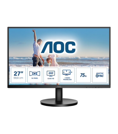 AOC | Monitor | Q27B3MA | 27 " | VA | QHD | 16:9 | 4 ms | 250 cd/m² | Black | HDMI ports quantity 1 | 75 Hz