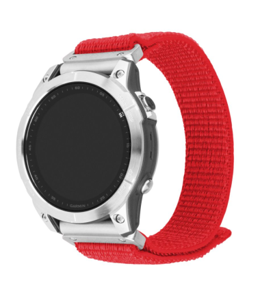 Fixed | Sporty Strap for Garmin QuickFit 22mm | 160-210 mm | Red | Nylon