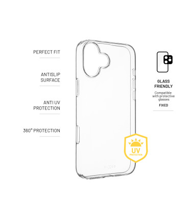 FIXED Story AntiUV TPU Back Cover for Apple iPhone 16 Plus, clear