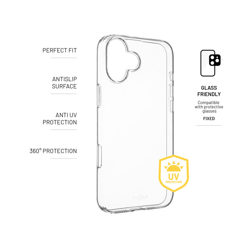 FIXED Story AntiUV TPU Back Cover for Apple iPhone 16 Plus, clear