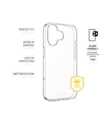 FIXED Story AntiUV TPU Back Cover for Apple iPhone 16, clear