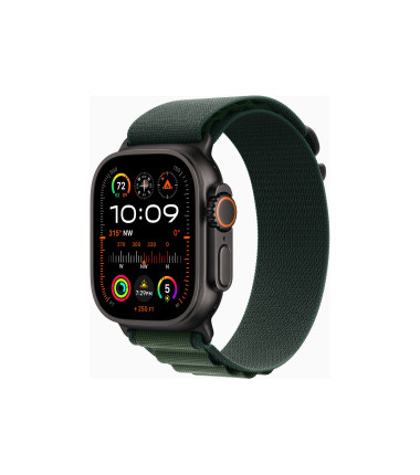 Apple Watch Ultra 2 GPS + Cellular 49mm Black Titanium Case with Dark Green Alpine Loop - Small