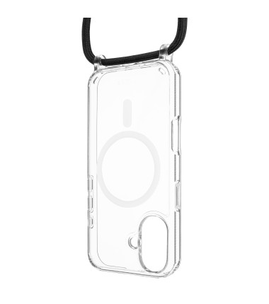 Fixed | MagPure Neck | Back Cover with Lanyard | Apple | iPhone 16 Plus | TPU | Clear, Black