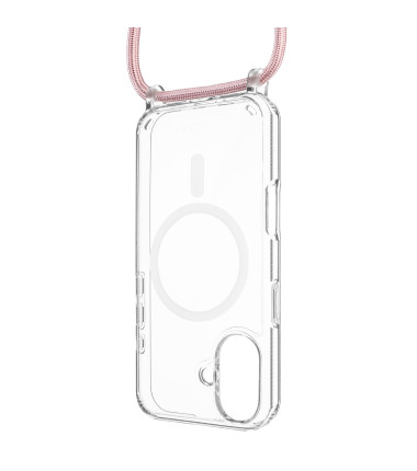 Fixed | MagPure Neck | Back Cover with Lanyard | Apple | iPhone 16 Plus | TPU | Clear, Pink