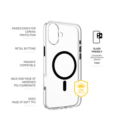 Fixed | MagPurity | Back Cover | Apple | iPhone 16 Plus | TPU | Clear, Black