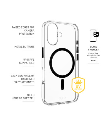 Fixed | MagPurity | Back Cover | Apple | iPhone 16 | TPU | Clear, Black