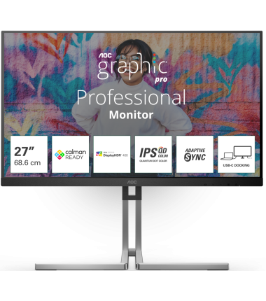 AOC Q27U3CV | 27 " | IPS | 16:9 | 75 Hz | 4 ms | 2560 x 1440 pixels | 420 cd/m² | HDMI ports quantity 1