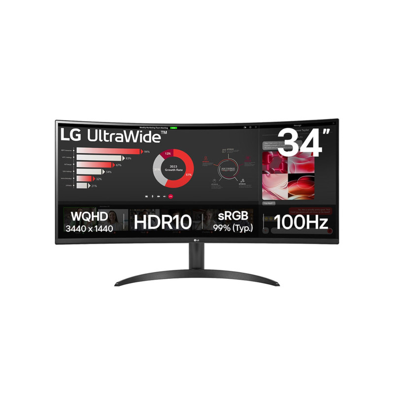 LG 34WR50QK-B.AEU Curved UltraWide Monitor 34"/21:9, 3440x1440, HDMI, DisplayPort USB