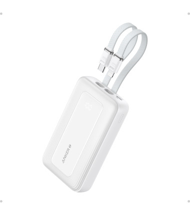 Anker | Power Bank | A1680H21 | 10000 mAh | USB-C 30W, Lightning 27W | Built-In USB-C and Lightning Cables | White