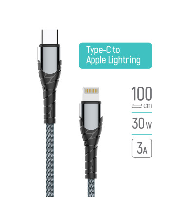 ColorWay Cable Type-C - Apple Lightning (PD Fast Charging) 3.0А (30W), 1m | CW-CBPDCL033-GR