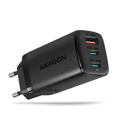 AXAGON GaN wallcharger 3x port (USB-A + 2x USB-C), 65W | ACU-DPQ65