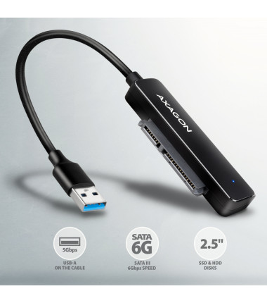 AXAGON USB-A 5Gbps SLIM adapter for 2.5" SSD/HDD | ADSA-FP2A