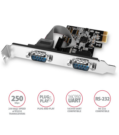 AXAGON PCI-Express card with two 250 kbps serial ports | PCEA-S2N