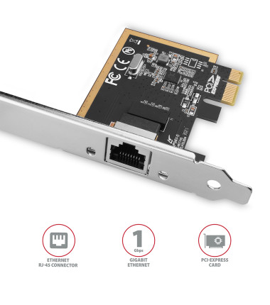 AXAGON Gigabit Ethernet PCI-Express network card with proven Realtek chipset version | PCEE-GRF