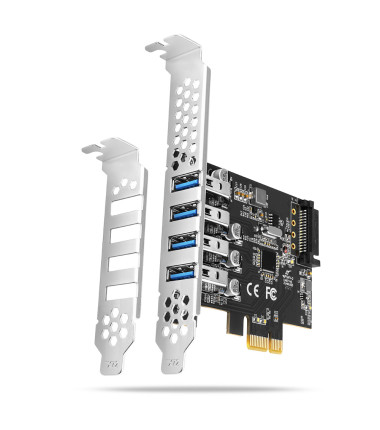 AXAGON PCI-Express card with four external USB 3.2 Gen1 ports with dual power | PCEU-43RS