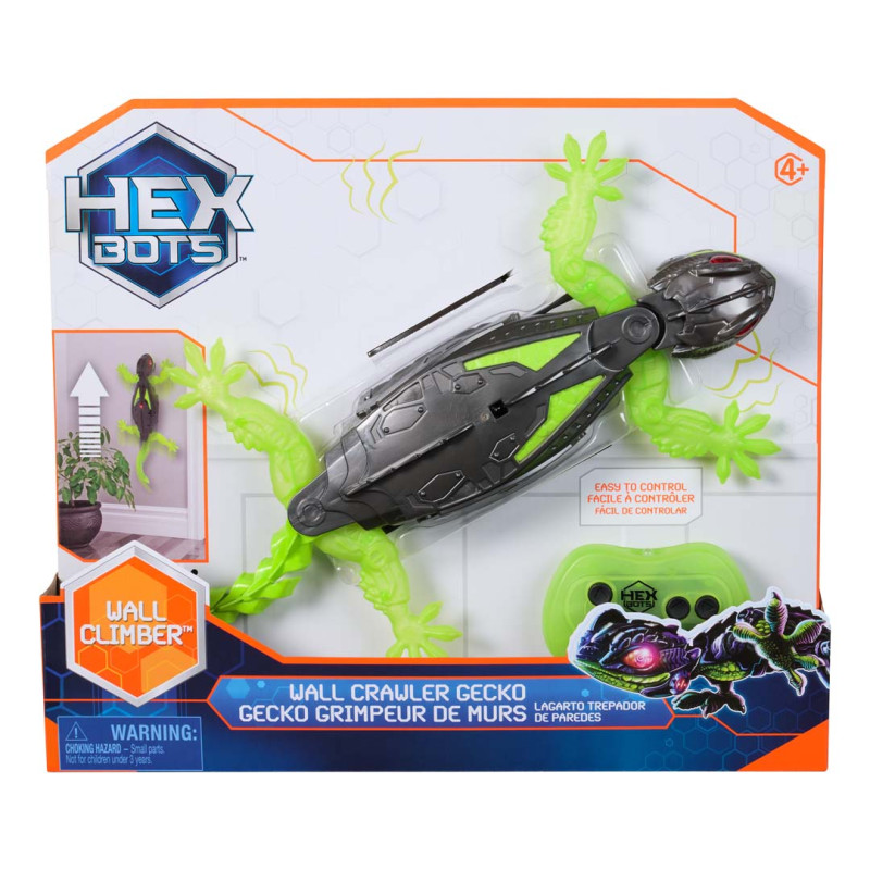 HEX BOTS | Interactive Toy Wall Crawler Gecko RC Robot | Green/Grey