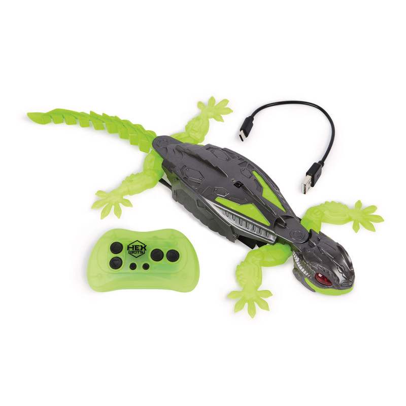 HEX BOTS | Interactive Toy Wall Crawler Gecko RC Robot | Green/Grey