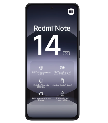 Xiaomi Redmi Note 14 | Midnight Black | 6.67 " | AMOLED | 1080 x 2400 pixels | Mediatek | Internal RAM 6 GB | 128 GB | Dual SIM 