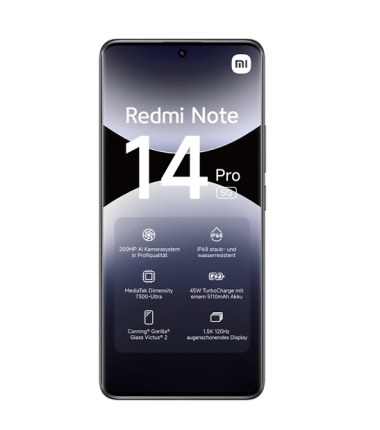 Xiaomi Redmi | Note 14 Pro | Midnight Black | 6.67 " | AMOLED | 1220 x 2712 pixels | Mediatek | Internal RAM 8 GB | 256 GB | Dua