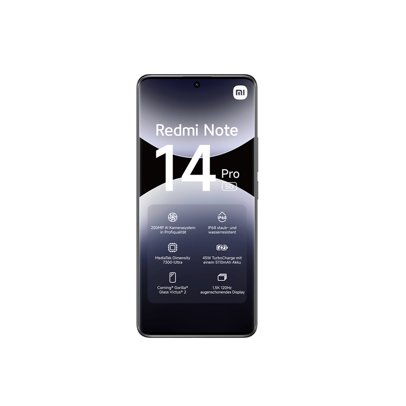 Xiaomi Redmi | Note 14 Pro | Midnight Black | 6.67 " | AMOLED | 1220 x 2712 pixels | Mediatek | Internal RAM 8 GB | 256 GB | Dua