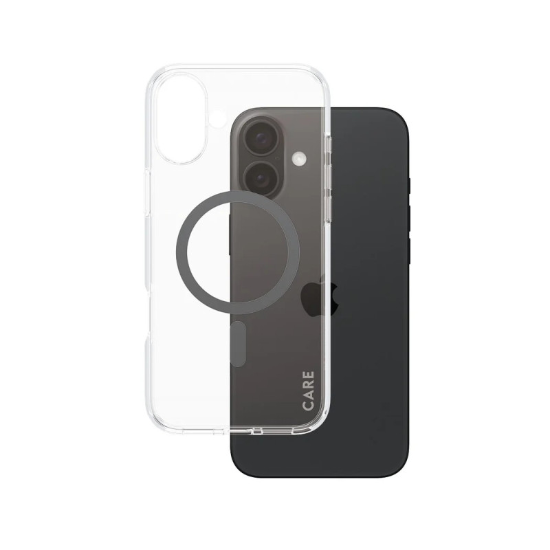 CARE by PanzerGlass Case Flagship | Back protection | Apple | iPhone 16 Plus | Recycled plastic | Transparent/Black | MagSafe