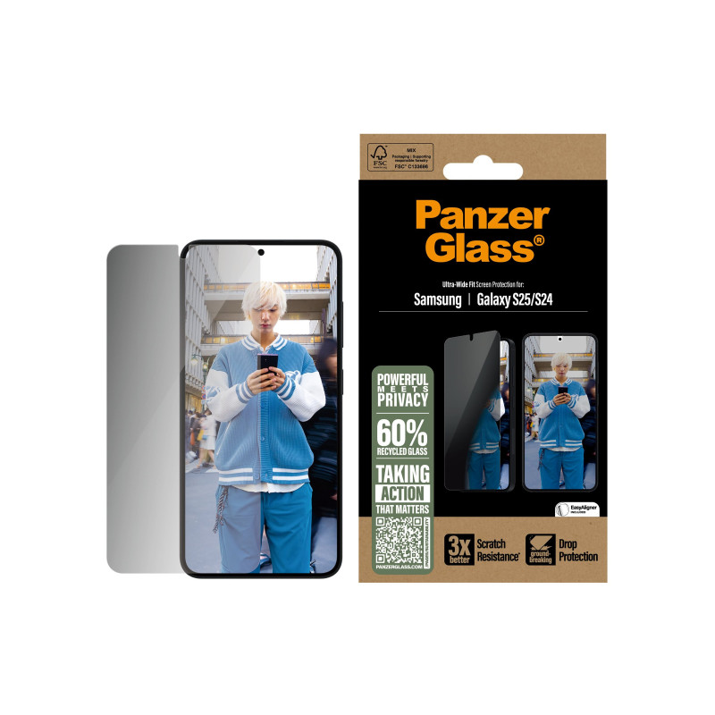 PanzerGlass Privacy Screen Protector Samsung Galaxy S25 | Ultra-Wide Fit | PanzerGlass