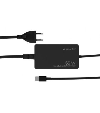 Cablexpert NPA-AC-PDQC65-01 65 W PowerDelivery GaN USB Type-C fast charger, black | Cablexpert