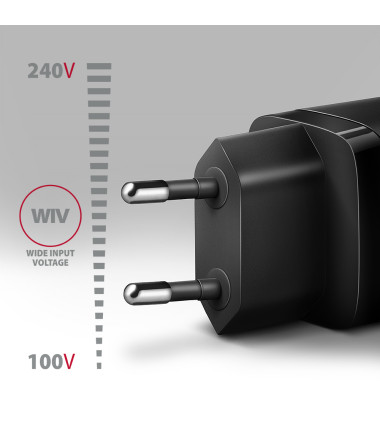 AXAGON ACU-PD30 Sil Wall charger 30W, 1x port USB-C, PD3.0/PPS/QC4+/SFC/AFC/Apple, black