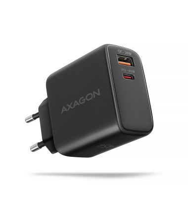 AXAGON ACU-PQ45 GaN Wall charger 45W, 2x port (USB-A + USB-C) PD3.0/PPS/QC4+/SFC 2.0/Apple