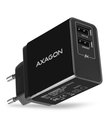 AXAGON ACU-DS16 Wall Charger, 2x 5V-2.2A + 1A, 16W, Black