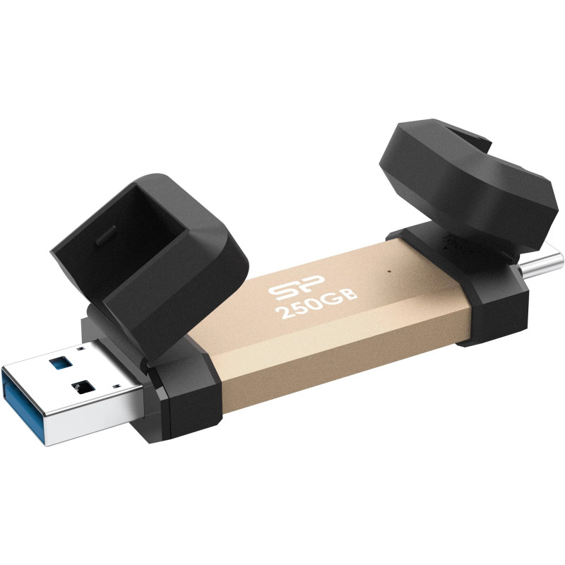SILICON POWER DS72 Dual USB-C/USB 3.2 Gen 2, 250GB, Gold | Silicon Power