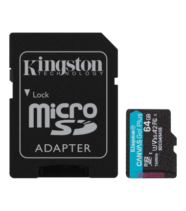 KINGSTON 64GB UHS-I microSD Memory Card with SD Adapter (Class 10, U3, V30)