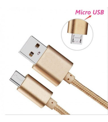 Medžiaginis auksinis 1,5m Micro USB laidas