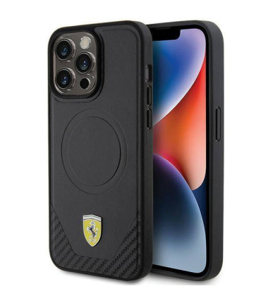 Ferrari FEHMP15XPTEK iPhone 15 Pro Max6.7" black hardcase Carbon Metal Logo MagSafe | ferrari
