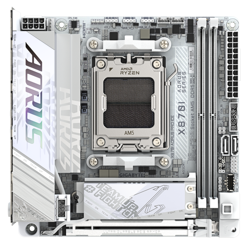 Gigabyte X870I AORUS PRO ICE | Processor family AMD | Processor socket AM5 | DDR5 SDRAM | Supported hard disk drive interfaces M