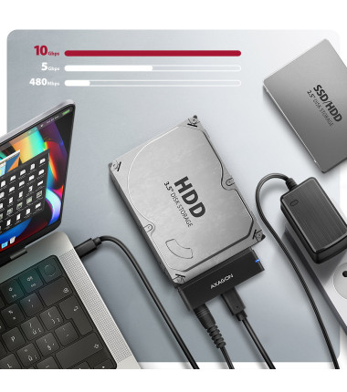 AXAGON ADSA-FPX USB-C 10Gbps - SATA 6G 2.5"/3.5" SSD/HDD FAST PORT X adapter incl. AC ad. | AXAGON