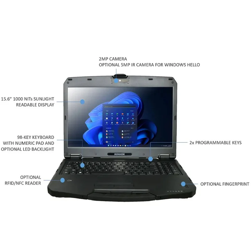 Durabook S14I i5 Basic 14" FHD Intel Core i5-125U/16GB/256GB/Intel UHD Graphics/Win11 Pro/English kbd/Black/3Y Warranty | Durabo