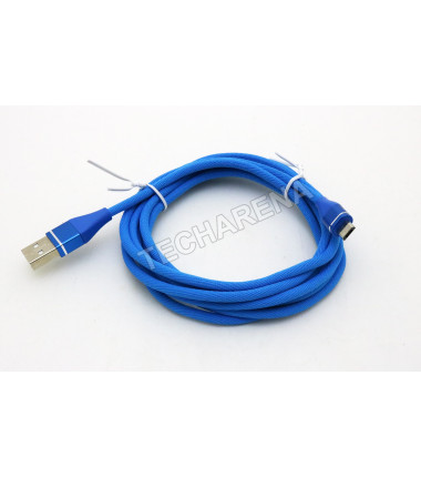 Medžiaginis mėlynas 2m Micro USB telefono įkroviklio laidas