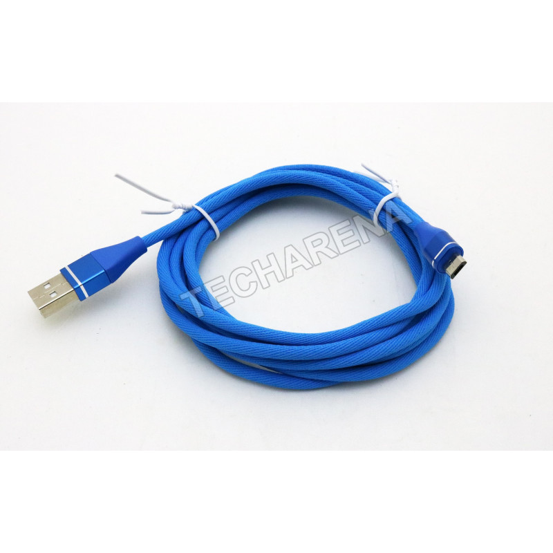 Medžiaginis mėlynas 2m Micro USB laidas