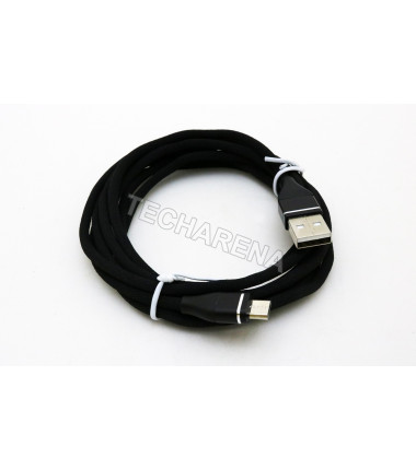 Medžiaginis juodas 2m Micro USB laidas
