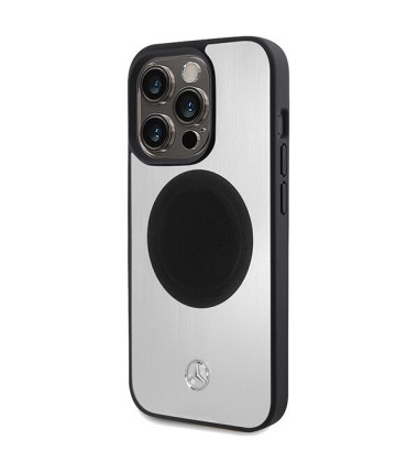 Mercedes MEHMP15L23ACMS iPhone 15 Pro 6.1" Silver Hardcase Leather & Aluminum MagSafe | Mercedes