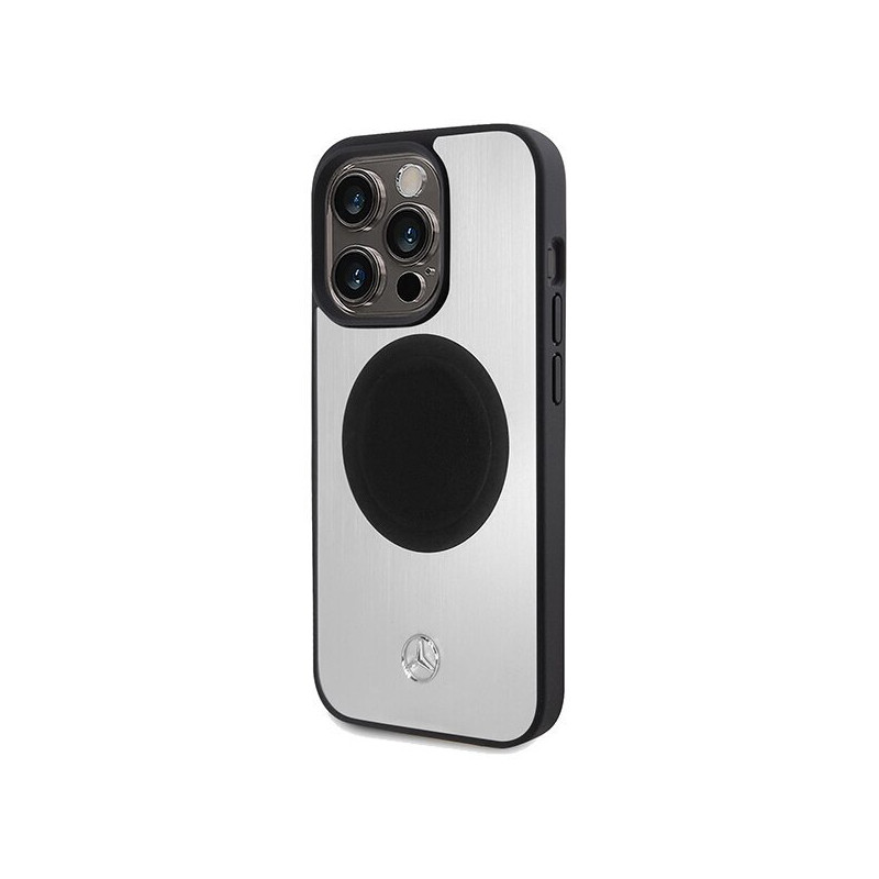 Mercedes MEHMP15L23ACMS iPhone 15 Pro 6.1" Silver Hardcase Leather & Aluminum MagSafe | Mercedes