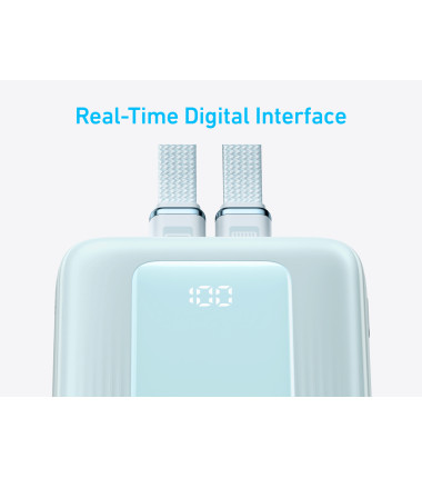 Anker Power Bank with Built-In USB-C and + Lighting Cable | A1680031 | 10000 mAh | 30W Output | Blue