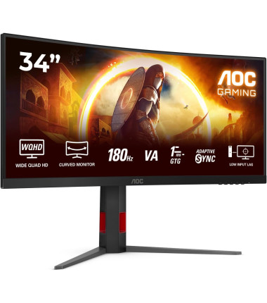 AOC CU34G4 | 34 " | Fast VA | UWQHD | 21:9 | 180 Hz | 1 ms | 3440 x 1440 pixels | 300 cd/m² | HDMI ports quantity 2 | Black