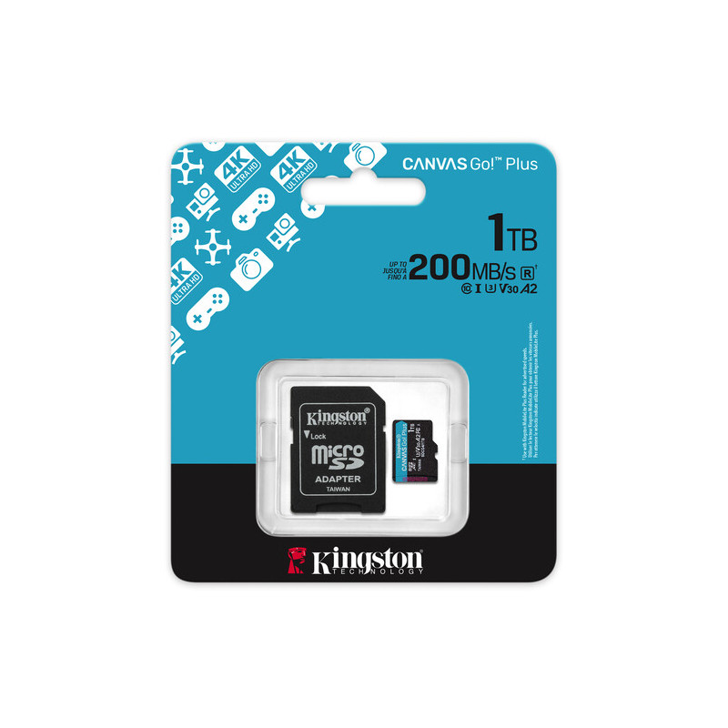 KINGSTON 1TB UHS-I microSD Memory Card with SD Adapter (Class 10, U3, V30)