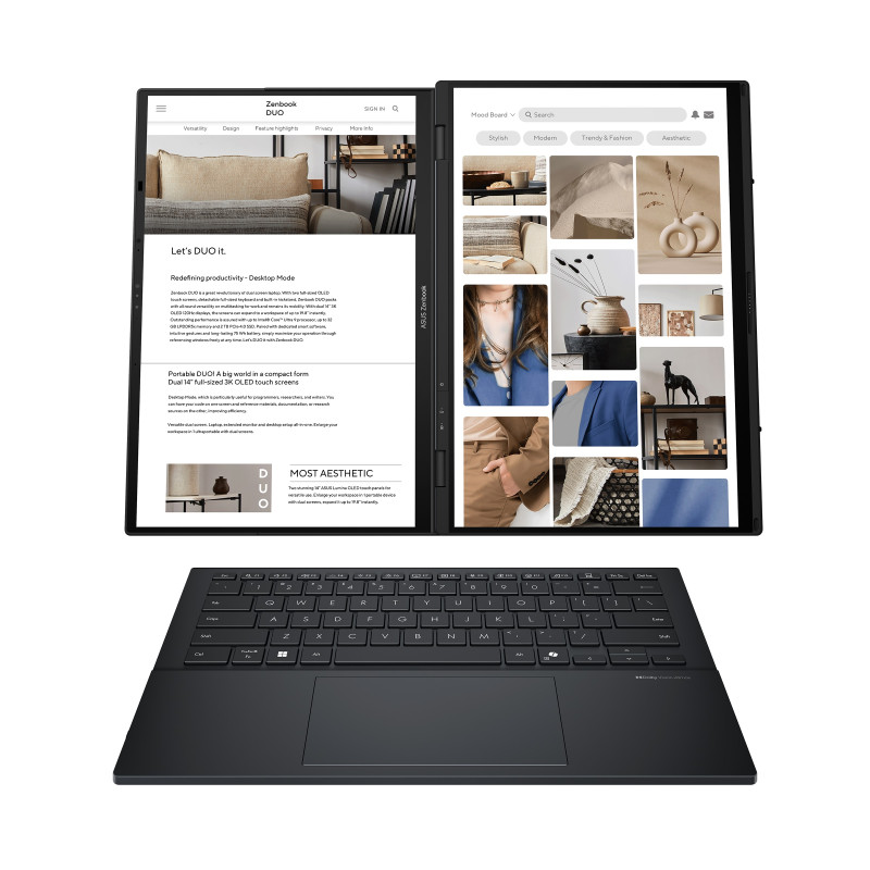 Asus Zenbook Duo UX8406CA-PZ009W | Basalt Gray | 14 " | OLED | Touchscreen | 3K | 2880 x 1800 pixels | Glossy | Intel Core Ultra