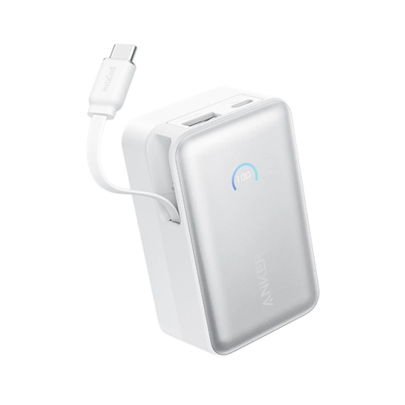 Anker Anker Nano Power Bank (10K, 45W, Built-In Retractable USB-C Cable), White